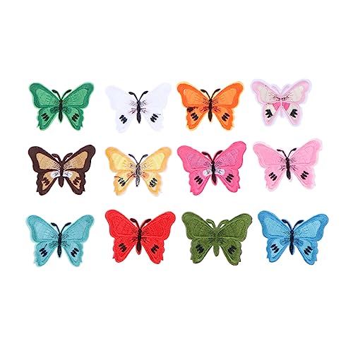 Homoyoyo 12 Stück Teiliges Schmetterling Applikationen Bunte Bestickte Stoffpatches mit Kleberückseite zum Aufbügeln oder Aufnähen DIY Kleidung Dekoration Reparatur für Jeans Hüte Kleider von Homoyoyo