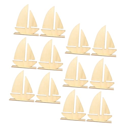 Homoyoyo 12 Stück Teiliges Segelboot holzset aus Naturbelassenen Holzscheiben mit Glatter Oberfläche Rundem Rand und Stabilem Standfuß zum Bemalen Basteln und Individuellen Dekorieren von Homoyoyo
