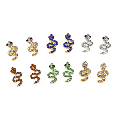 Homoyoyo 12 Stück Teiliges Snake Nail Charms Nageldekor Metall Schlangendesign Strasssteine für Natürliche und Künstliche Nägel DIY Nail Art Zubehör von Homoyoyo