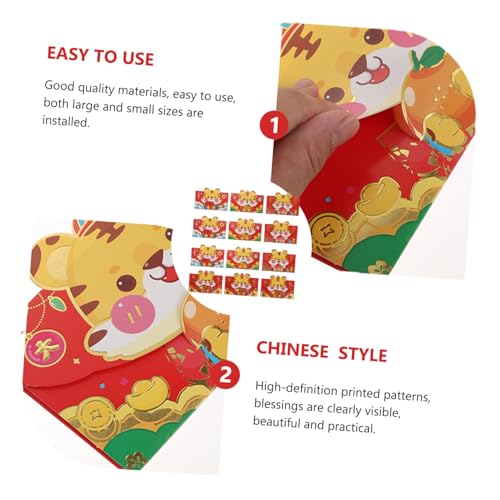 Homoyoyo 12 Stück Teiliges Traditionelle Rote Papierumschläge mit Cartoon Motiv Dreidimensional für Chinesisches Neujahr Tigerjahr Geschenkumschläge für Geburtstage Hochzeiten und Homoyoyo 12 Stück Teiliges Traditionelle Rote Papierumschläge mit Cartoon Motiv Dreidimensional für Chinesisches Neujahr Tigerjahr Geschenkumschläge für Geburtstage Hochzeiten und von Homoyoyo