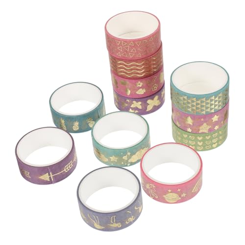 Homoyoyo 12 Stück Teiliges Washi Tape in Candy Farben mit Goldfolie Dekoratives Klebeband für DIY Basteln Scrapbooking Geschenkverpackung pro Leicht Klebend und Rückstandsfrei Entfernbar von Homoyoyo