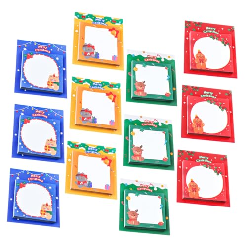 Homoyoyo 12 Stück Teiliges Weihnachts Notizblöcke mit Je Block Ablösbare Haftnotizen für Schule Büro Haushalt Cartoonartige Weihnachtsmann und Schneemann Designs Multifunktional und Einfach von Homoyoyo