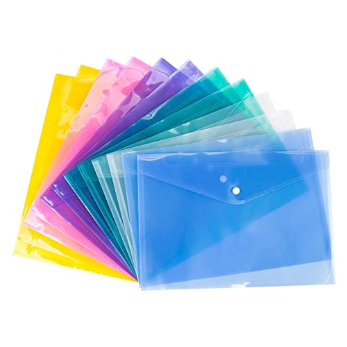 Homoyoyo 12 Stück Transparente Dokumentenmappen mit Druckknopf Ordner für Büro und Zuhause und Reißfest Organisieren Wichtiger Unterlagen von Homoyoyo