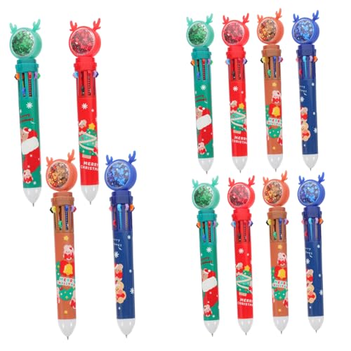 Homoyoyo 12 Stück Weihnachtskugelschreiber Dekorationen Stifte für Weihnachtsstift schreibkladde weihnachtsmotiv Kugelschreiber mit Weihnachtselementen Kugelschreiber Abs von Homoyoyo