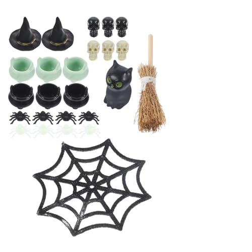 Homoyoyo 12 – Vintage Puppenhaus Zubehör Mit Spinnennetz - - Hexenhut Und Besen – Perfekte Dekoration Für Ihr Halloween Puppenhaus Und Partygeschenk Homoyoyo 12 – Vintage Puppenhaus Zubehör Mit Spinnennetz - - Hexenhut Und Besen – Perfekte Dekoration Für Ihr Halloween Puppenhaus Und Partygeschenk von Homoyoyo