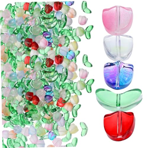 Homoyoyo 120 Stück Teiliges Tulpenperlen aus Glas für Schmuckherstellung Halbtransparente DIY Perlen für Armbänder und Halsketten Bunte Glänzende Tulip Charms zum Auffädeln Langlebig und Homoyoyo 120 Stück Teiliges Tulpenperlen aus Glas für Schmuckherstellung Halbtransparente DIY Perlen für Armbänder und Halsketten Bunte Glänzende Tulip Charms zum Auffädeln Langlebig und von Homoyoyo