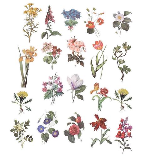 Homoyoyo 120 Stück Vintage Pflanzen Sticker DIY Scrapbooking Aufkleber Selbstklebend Papierblätter Blumen Aufkleber für Tagebuch Dekoration Kunsthandwerk von Homoyoyo