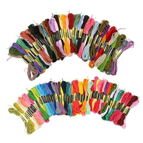 Homoyoyo 124 Stück Teiliges Stickgarn aus Bunten Baumwollfäden Plus Schwarz und Weißfäden Multifunktionales Stickgarn für Kreuzstich Handarbeiten DIY Nähprojekte Leicht und Tragbar von Homoyoyo