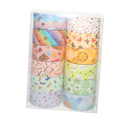 Homoyoyo 12Rollen Goldfolie Washi Tape Dekoratives Klebeband mit Hübschen Mustern für Scrapbooking DIY Projekte Geschenkverpackung und Journaling Verschiedene Designs von Homoyoyo