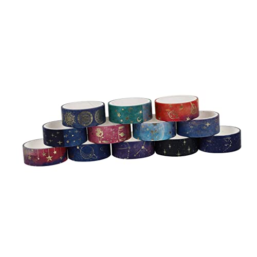Homoyoyo 12Rollen Washi Bänder mit Natürlichem Galaxien Design Selbstklebende Klebebänder für DIY Scrapbooking und Dekorationen Einfach zu Entfernen ohne Rückstände von Homoyoyo
