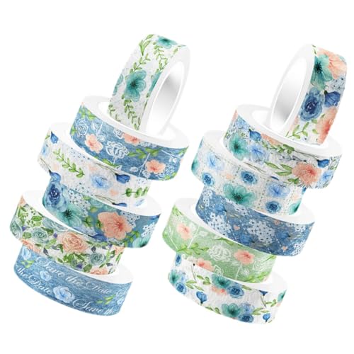 Homoyoyo 12Rollen Washi Tape Dekoratives Blumenband für Scrapbooking und DIY Vielseitige Klebebänder für Karten Pappe und Kreative Bastelprojekte von Homoyoyo