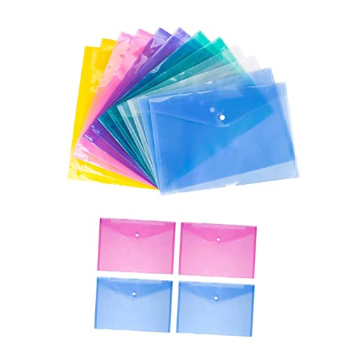 Homoyoyo 12Stücke Aktentaschen Transparente Dokumentenordner mit Druckknopf Reißfest und Wasserabweisend für Büro Schule und Zuhause Blau von Homoyoyo