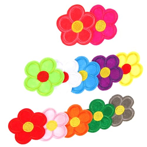 Homoyoyo 12Stücke Blumenflicken Aufnäher zum Aufbügeln Bestickte Reparaturflicken Polyestergarn für Kleidung und Rucksäcke für DIY Projekte und Kreative Gestaltung von Homoyoyo