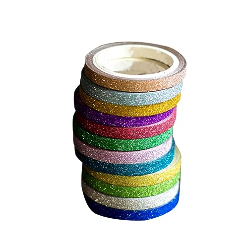 Homoyoyo 12Stücke Glitzer Washi Klebeband Dekorationsband für Scrapbooking Geschenkverpackungen Fotoalben und DIY Projekte Farben Zufällig von Homoyoyo