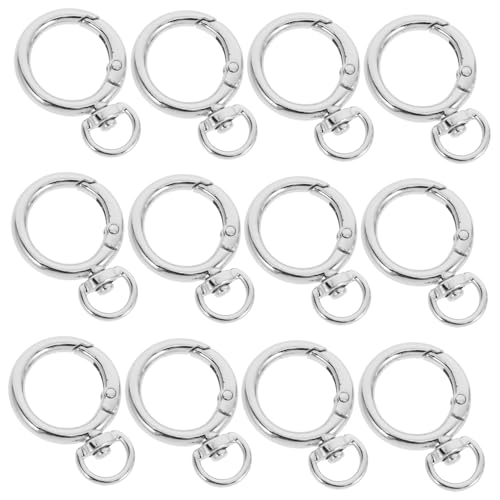 Homoyoyo 12Stücke Runde Karabinerhaken Feder O Ringe mit Drehring für Schlüsselanhänger Geldbörsen und DIY Projekte Robustem Silberne Schnalle von Homoyoyo