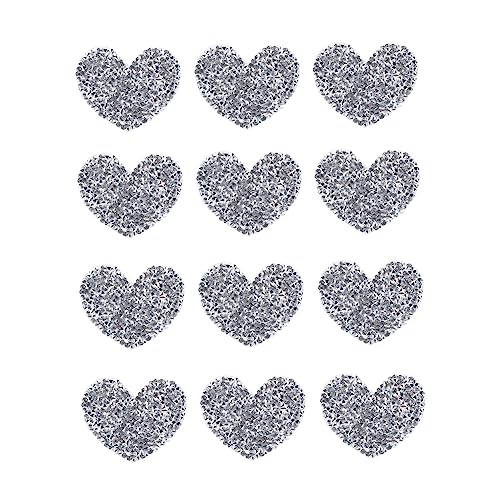 Homoyoyo 12Stücke Strass Patch Aufkleber Herzform Glänzende Strass Aufkleber Für DIY Bekleidungszubehör Silbrige Herzstrass Für Bastelprojekte von Homoyoyo