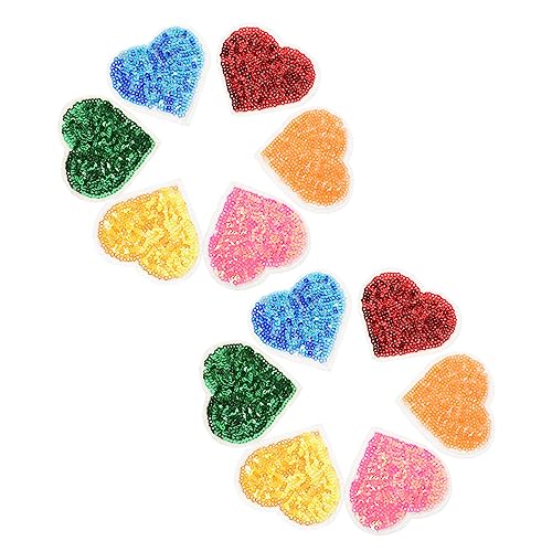 Homoyoyo 12Stücke Teiliges Herz Patch Pailletten Aufbügel Patches Für DIY Kleidung Applikationen Und Reparatur Von Jeans Shirts Und Accessoires von Homoyoyo