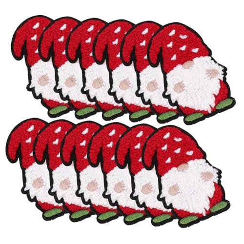 Homoyoyo 12Stücke Weihnachtsmann Stickerei Patches Lustige Cartoon Aufnäher Für Kleidung Hüte Und DIY Bastelprojekte Austauschbare Mantelflecken Für Gestaltung von Homoyoyo