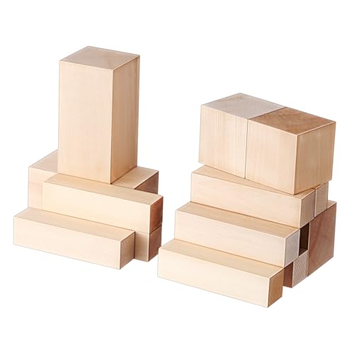 Homoyoyo 13 Stück Basswood Schnitzholz Vielseitige Holzblöcke in Verschiedenen für Holzschnitzen Anfänger DIY Kunstprojekte und Outdoor Nutzung von Homoyoyo
