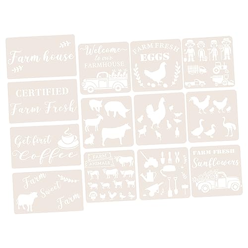 Homoyoyo 13 Stück Teiliges Farm Themen Schablonen Wiederverwendbare Malvorlagen für DIY Entwürfe für Handbücher Scrapbooking und Kreative Projekte von Homoyoyo