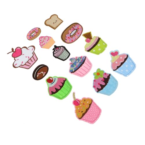 Homoyoyo 13 Stück Teiliges Süße Cake Stoffaufnäher zum Aufbügeln und Aufnähen Langlebige DIY Kleidungspatches zum Flicken und Verzieren Einfach Anzubringen für Mädchen und Kinderkleidung von Homoyoyo