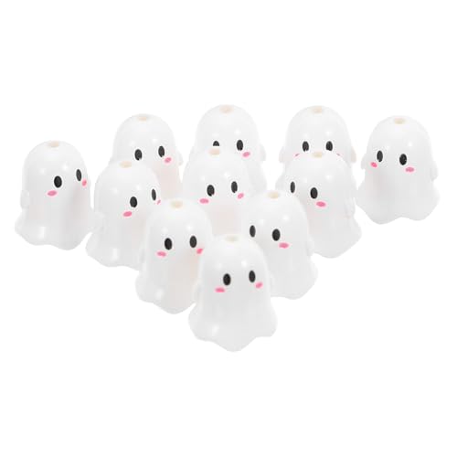 Homoyoyo 13 Stücke Teiliges Halloween Gespenst Perlen Weiße Acryl Geister Spacer Perlen mit Langlebig Leicht Glänzend für DIY Schmuckherstellung Armbänder Halsketten Ohrringe von Homoyoyo