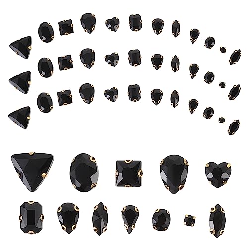 Homoyoyo 130 Stück Glasklauenbohrer Strasssteine ​​für Kleidung Schwarz Dekorationen Strassdekore Edelsteine ​​zum Basteln Schmuckzubehör Strasssteine ​​nähen Reiz Black von Homoyoyo