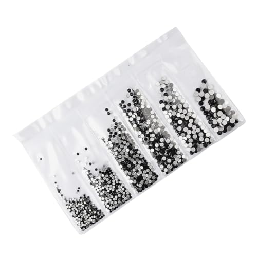 Homoyoyo 1364 Stück Teiliges Nail Art Strasssteine in Schwarz Flache Glassteine DIY Maniküre Langlebige Nageldekorationen Geeignet für Natürliche und Künstliche Nägel Nagelkunst Zubehör von Homoyoyo