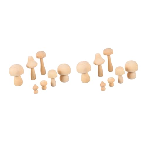 Homoyoyo 14 Stück Teiliges Naturbelassene Holzpilze zum Basteln DIY Deko ornamente Unbemalt für Bemalen Handwerk und Lernspiele Vielseitige Holzfiguren für Kreativprojekte von Homoyoyo
