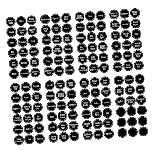 Homoyoyo 144 Stück Etiketten Für Gewürzdosen Etikettenaufkleber Für Gewürze Glasetiketten Selbstklebend Gewürzaufkleber Beschriftet Gewürzglas-etikett Würzen Black Pvc Selbstklebend von Homoyoyo