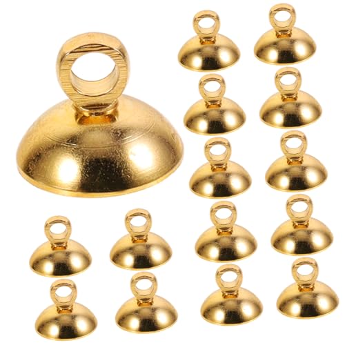 Homoyoyo 15 Stück Teiliges Goldfarbene Glasperlen Ösenkappen DIY Schmuck Anhänger Bail Pins für Halsketten Armbänder Basteln Perlenverbindung Zubehör von Homoyoyo