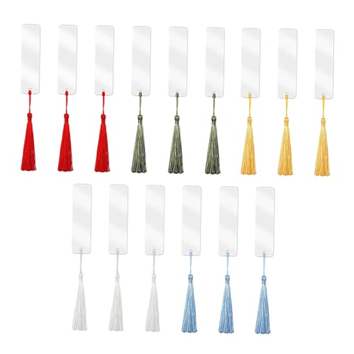 Homoyoyo 15 Stück Teiliges Sublimations Blanko Lesezeichen mit Loch und Bunten Quasten Rechteckige DIY Wärmeübertragungs Schablonen für Bastelarbeiten und Geschenkdekorationen von Homoyoyo