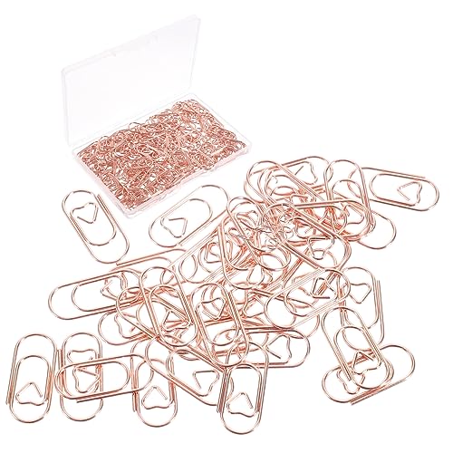 Homoyoyo 150 Stück Mini-liebes-büroklammern Büroklammern Süß Büroklammern Bindeklammern Süße Büroklammern Kreative Büroklammern Kleine Büroklammer Papierclips Dokumentclips Rose Gold Metall von Homoyoyo