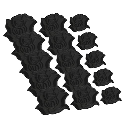 Homoyoyo 15Stücke Stickerei Patches Schwarze Aufnäher für Kleidung DIY Reparaturflicken für Bügel und Nähoptionen für Shirts Jeans und Rucksäcke von Homoyoyo