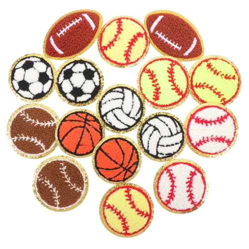 Homoyoyo 16 Stück Ballsportartikel Dekorative Sportball-aufnäher Kompakte Sportball-patches Zarte Sportball-patches Abriebfeste Fellflecken Flicken Für Haushaltskleidung Hutflecken Chenille von Homoyoyo