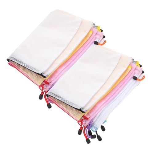 Homoyoyo 16 Stück Teiliges Dokumententaschen aus Dickem PVC mit Reißverschluss Transparente Netzbeutel in Farben zur Sicheren Aufbewahrung von Akten Kosmetika Reiseunterlagen für Büro und von Homoyoyo