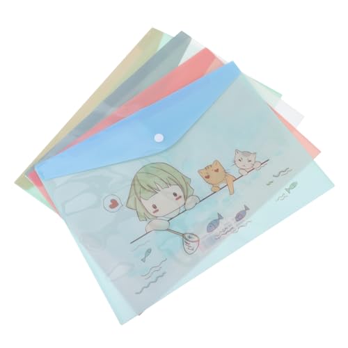 Homoyoyo 16 Stück Teiliges Dokumententaschen mit Knopfverschluss Transparente PP Mappe mit Niedlichem Cartoon Design Praktische Aufbewahrungstasche für Schule Büro und Zuhause Langlebig und von Homoyoyo