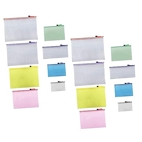 Homoyoyo 16 Stück Teiliges Mesh Reißverschluss Dokumententaschen Transparente Organizer Pouches für Bürobedarf Schreibwaren und Reise Flacher Zipper für Sicheren Verschluss und Praktische von Homoyoyo