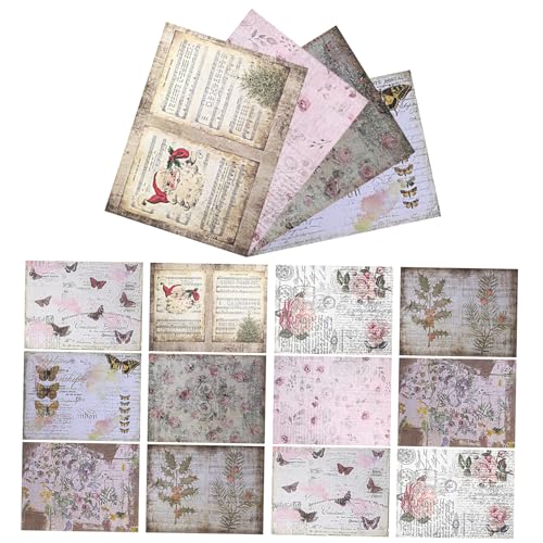 Homoyoyo 16 Stück Vintage Scrapbook Papier Teiliges Retro Hintergrundpapier für DIY Projekte Dekorative Papiere für Notizbuch Tagebuch Fotoalbum und Bastelarbeiten von Homoyoyo