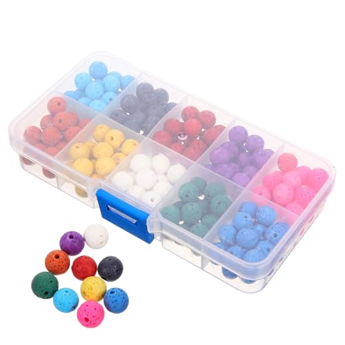 Homoyoyo 180 Stück Teiliges Natürliche Rund Lavastein Perlen Farben Lose Edelstein Spacer Perlen Schmuckherstellung DIY Armband Bastelperlen Auffädeln Naturstein von Homoyoyo