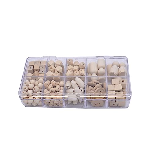 Homoyoyo 1Packung DIY Holz Abstandsperlen mit Kunststoffbox Unvollendete Multi Shape Perlen für Basteln Schmuckzubehör für Frauen von Homoyoyo