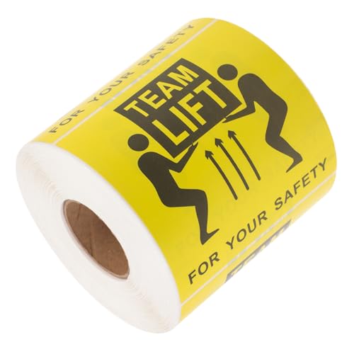 Homoyoyo 1Rolle Team Lift Etiketten Rolle Selbstklebende Warnetiketten für Schwere Pakete für Umzug Transport Hochvisibles Design für Sichere Handhabung von Homoyoyo