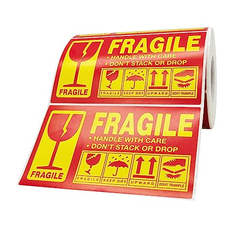 Homoyoyo 1Rolle Vorsicht Label Aufkleber Selbstklebende Fragile Aufkleber für Umzug Transport und Lagerung Haftet Karton und von Homoyoyo