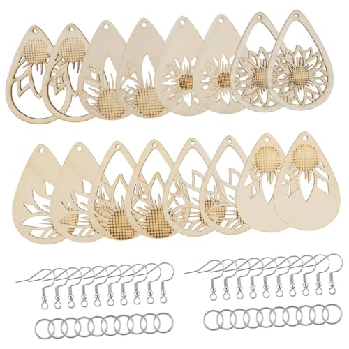 Homoyoyo 1Satz DIY Holz Ohrringe Teile Ethnische Holzanhänger mit Sprungringen und Haken Schmuckherstellung und für Anfänger von Homoyoyo