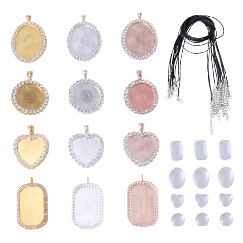 Homoyoyo 1Satz DIY Schmuckset mit Tray Lederbändern Cabochon Einstellungsfach und Lünettenablage für Halsketten Armbänder Schlüsselanhänger und Mehr von Homoyoyo
