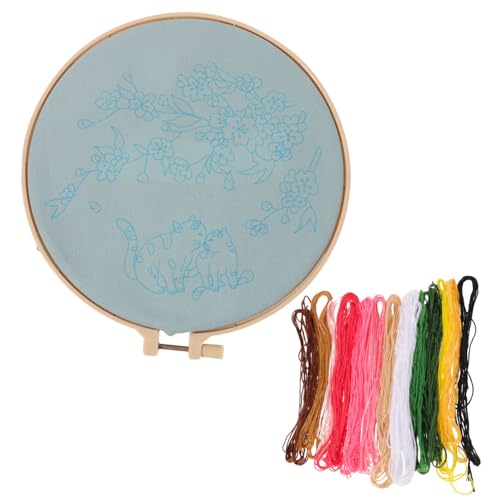 Homoyoyo 1Satz Kreuzstichset Für Anfänger Handgefertigtes Stickset Mit Stickrahmen Materialien Für Katzen DIY Bastelset Für Erwachsene von Homoyoyo