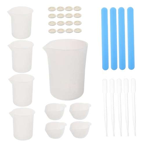 Homoyoyo 1Satz Mischbecher Set mit Rührstäben Teiliges DIY Werkzeug für Epoxidharz für Bastelarbeiten und Schmuckherstellung Praktische und Tragbare Silikonformen von Homoyoyo