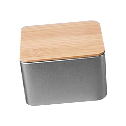 Homoyoyo 1Stück Bambusdeckel Aufbewahrungsbox für Münzen Süßigkeiten und Schlüssel Quadratische Desktop Organizer Box Stabilem Blech für Snacks von Homoyoyo