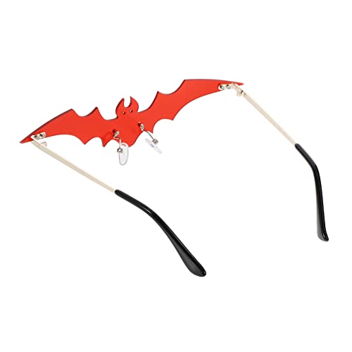 Homoyoyo 1stück Rimless Bat Sunglasses Lustige Und Stilvolle Sonnenbrille Für Partys Cosplay Und Festivals Chic Ohne Rahmen Goldener Rahmen Mit Roten Gläsern von Homoyoyo