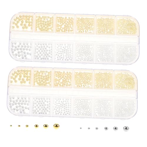 Homoyoyo 2 Boxen Metal Nail Art Charms Gold Silber Mikrokaviar Perlen Stahlkugeln Sortiert Für Maniküre DIY Schmuck Dekoration Nagelkunst Zubehör von Homoyoyo